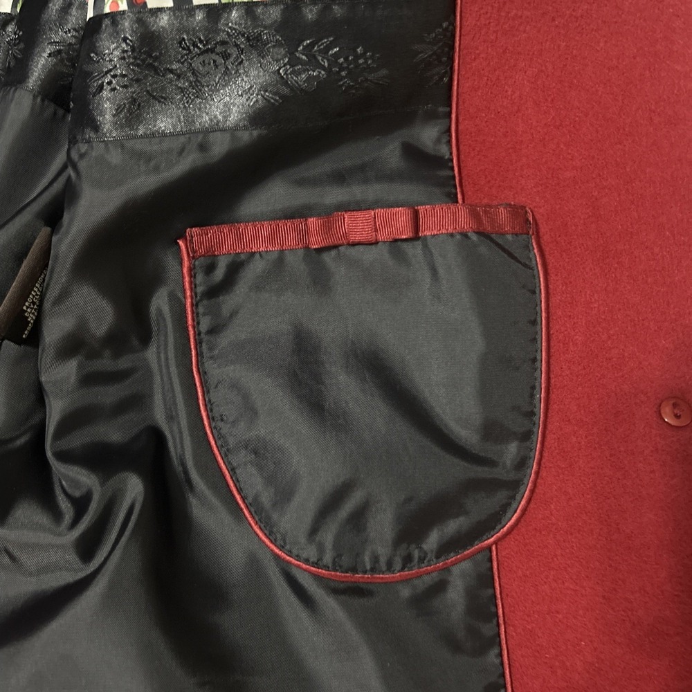 Cole Haan Angora Rabbit Hair Wool Blend Red Lined Long Coat Statement Luxury 8 - Picture 9 of 12